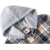 ZITY Men's Flannel Hoodie Shirts Casual Button Down Plaid Shirt Jackets for Men Long Sleeve Stylish Hooded with Pocket