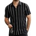VATPAVE Mens Summer Striped Shirts Button Down Short Sleeve Vintage Beach Hawaiian Shirts with Pocket