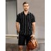 VATPAVE Mens Summer Striped Shirts Button Down Short Sleeve Vintage Beach Hawaiian Shirts with Pocket