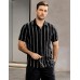 VATPAVE Mens Summer Striped Shirts Button Down Short Sleeve Vintage Beach Hawaiian Shirts with Pocket