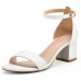 mysoft Women's Chunky Low Heels Open Toe Block Heeled Dress Ankle Strap Pump Wedding Sandals