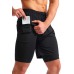 Pudolla Men’s 2 in 1 Running Shorts 7 Quick Dry Gym Athletic Workout Shorts for Men with Phone Pockets