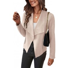 PRETTYGARDEN Women's Faux Suede Jackets 2025 Spring Fall Clothes Long Sleeve Open Front Cropped Coat Outwear