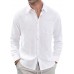 J.VER Men's Linen Shirts Casual Button Down Long Sleeve Shirt Solid Spread Collar Summer Beach Shirts with Pocket