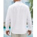 J.VER Men's Linen Shirts Casual Button Down Long Sleeve Shirt Solid Spread Collar Summer Beach Shirts with Pocket