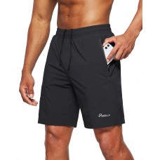 Pudolla Men's Workout Running Shorts Lightweight Gym Athletic Shorts for Men with Zipper Pockets