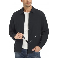 EKLENTSON Mens Lightweight Jackets Full Zip Laydown Collar Golf Light Windbreaker Jackets with Zip Pockets