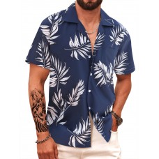 APTRO Men's Hawaiian Shirt Short Sleeve Tropical Vacation Button Down Beach Floral Palm Shirts