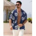 APTRO Men's Hawaiian Shirt Short Sleeve Tropical Vacation Button Down Beach Floral Palm Shirts
