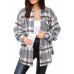 NIeyook Women's Casual Plaid Flannel Shacket Jacket Oversized Button Down Long Sleeve Fall Shirts Jacket Lapel Coats Tops