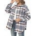 NIeyook Women's Casual Plaid Flannel Shacket Jacket Oversized Button Down Long Sleeve Fall Shirts Jacket Lapel Coats Tops