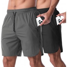 CANGHPGIN 2 Pack Men's Running Athletic Shorts 7'' Quick Dry Sports Gym Shorts with Pockets, Exercise Workout Shorts Men