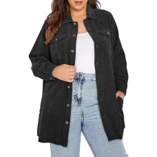 Eytino Womens Plus Size Long Sleeve Button Down Boyfriend Shirts Casual Plaid Shacket Jacket Coats(1X-5X)