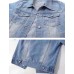 Unilexi Women's 3/4 Sleeve Colored Cropped Denim Jacket Light Wash Short Jean Jacket Trucker Coat
