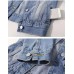 Unilexi Women's 3/4 Sleeve Colored Cropped Denim Jacket Light Wash Short Jean Jacket Trucker Coat