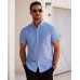 Alimens & Gentle Men's Short Sleeve Oxford Shirt Regular Fit Button Down Collar Shirts with Pocket