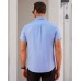 Alimens & Gentle Men's Short Sleeve Oxford Shirt Regular Fit Button Down Collar Shirts with Pocket