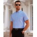 Alimens & Gentle Men's Short Sleeve Oxford Shirt Regular Fit Button Down Collar Shirts with Pocket