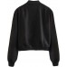 imbpceu Women Bomber Jacket Casual Long Sleeve Button Down Varsity Jackets with Pockets