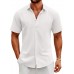 COOFANDY Men's Button Down Shirts Short Sleeve Casual Cotton Shirts Summer Beach Wedding Shirts