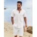 COOFANDY Men's Button Down Shirts Short Sleeve Casual Cotton Shirts Summer Beach Wedding Shirts