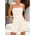 KIRUNDO Summer Rompers For Women 2025 Casual One Piece Strapless Tube Top Sleeveless Skort Short Jumpsuit Beach Vacation