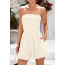 KIRUNDO Summer Rompers For Women 2025 Casual One Piece Strapless Tube Top Sleeveless Skort Short Jumpsuit Beach Vacation