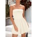 KIRUNDO Summer Rompers For Women 2025 Casual One Piece Strapless Tube Top Sleeveless Skort Short Jumpsuit Beach Vacation