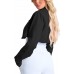 Women's Cropped Jacket Casual Zip Up Long Sleeve Lapel Crop Tops Jackets Coat