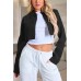 Women's Cropped Jacket Casual Zip Up Long Sleeve Lapel Crop Tops Jackets Coat