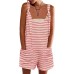 Yousify Womens Summer Casual Sleeveless Romper Loose Striped Tied Shorts Overalls Jumpsuit with Pockets 2025 Clothes