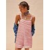 Yousify Womens Summer Casual Sleeveless Romper Loose Striped Tied Shorts Overalls Jumpsuit with Pockets 2025 Clothes