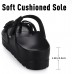 Women's Platform Sandals with Arch Support Comfortable Foam Slides Lightweight Thick Soles | Adjustable Buckle | Ultra Cushion