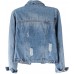 Kedera Womens Denim Jackets Distressed Ripped Long Sleeve Jean Jacket Coats