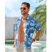 BOJIN Men's Hawaiian Wrinkle Free Short Sleeve Button Down Tropical Floral Beach Vacation Shirt