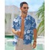 BOJIN Men's Hawaiian Wrinkle Free Short Sleeve Button Down Tropical Floral Beach Vacation Shirt
