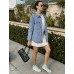luvamia Denim Jackets for Women Trendy Long Sleeve Jean Jacket Casual Button Down Western Flat Pocket Shacket