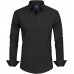 J.VER Men's Dress Shirts Stretch Stain Shield Long Sleeve Solid Formal Shirt Business Casual Button Down Shirts