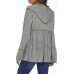 DEESHA Full Zip Up Hoodie for Women Pleated Tiered Ruffle Hooded Sweatshirts Jacket Coat Long Sleeve(Pink, Medium)