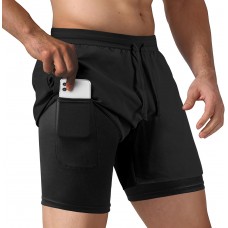 NIMOJIRO Men's 2 in 1 Running Shorts Workout Athletic Training Gym Outdoor Sports Shorts
