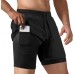 NIMOJIRO Men's 2 in 1 Running Shorts Workout Athletic Training Gym Outdoor Sports Shorts