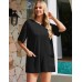 Ekouaer Rompers for Women Casual Summer Ribbed Knit Short Sleeve Maternity T-shirt Romper 2025 Jumpsuit Outfits with Pockets