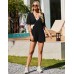 Ekouaer Rompers for Women Casual Summer Ribbed Knit Short Sleeve Maternity T-shirt Romper 2025 Jumpsuit Outfits with Pockets