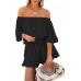 Fixmatti Women Boho Summer Romper Casual Floral Print Off Shoulder Strapless Shorts Jumpsuits