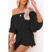 Fixmatti Women Boho Summer Romper Casual Floral Print Off Shoulder Strapless Shorts Jumpsuits