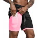 Leidowei Men's 2 in 1 Workout Running Shorts Lightweight Training Yoga Gym 7 Short with Zipper Pockets