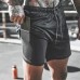 Leidowei Men's 2 in 1 Workout Running Shorts Lightweight Training Yoga Gym 7 Short with Zipper Pockets