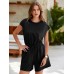 Glamaker Women's Summer Casual Shorts Romper Open Back Sleeveless Workout One Piece Jumpsuits With Pockets
