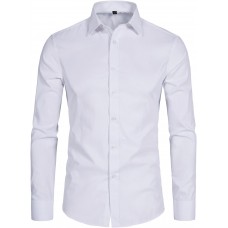 Men's Long Sleeve Button Up Shirts Solid Slim Fit Casual Business Formal Dress Shirt