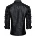 DiBanGu Mens Silk Paisley Dress Shirts,Long Sleeve Button Down Shirt Casual Regular Fit Shirt for Men Wedding Party